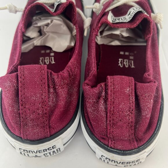 9 Women- Converse Chuck Taylor All Star Shoreline Slip On Maroon Silver Sneakers - Picture 11 of 15